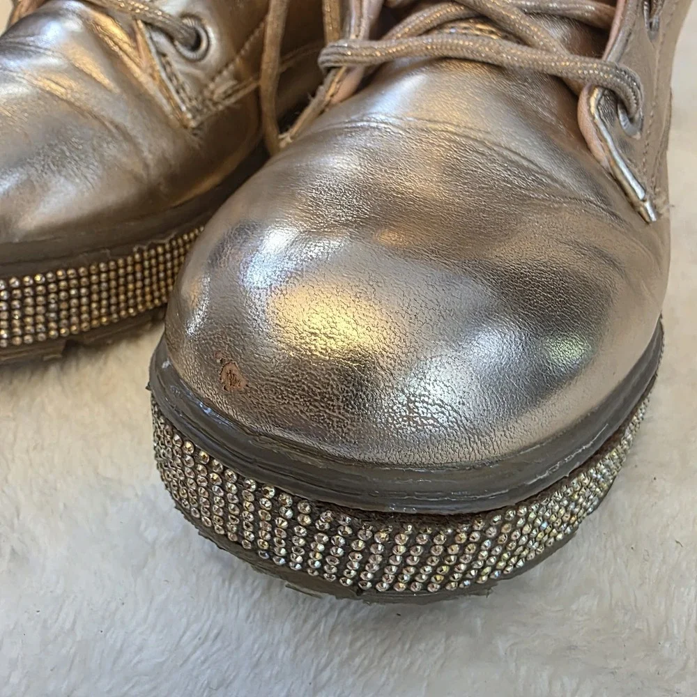 Skechers Rose Gold Girls Boots with Rinestones Size US 4 EUR 36‎